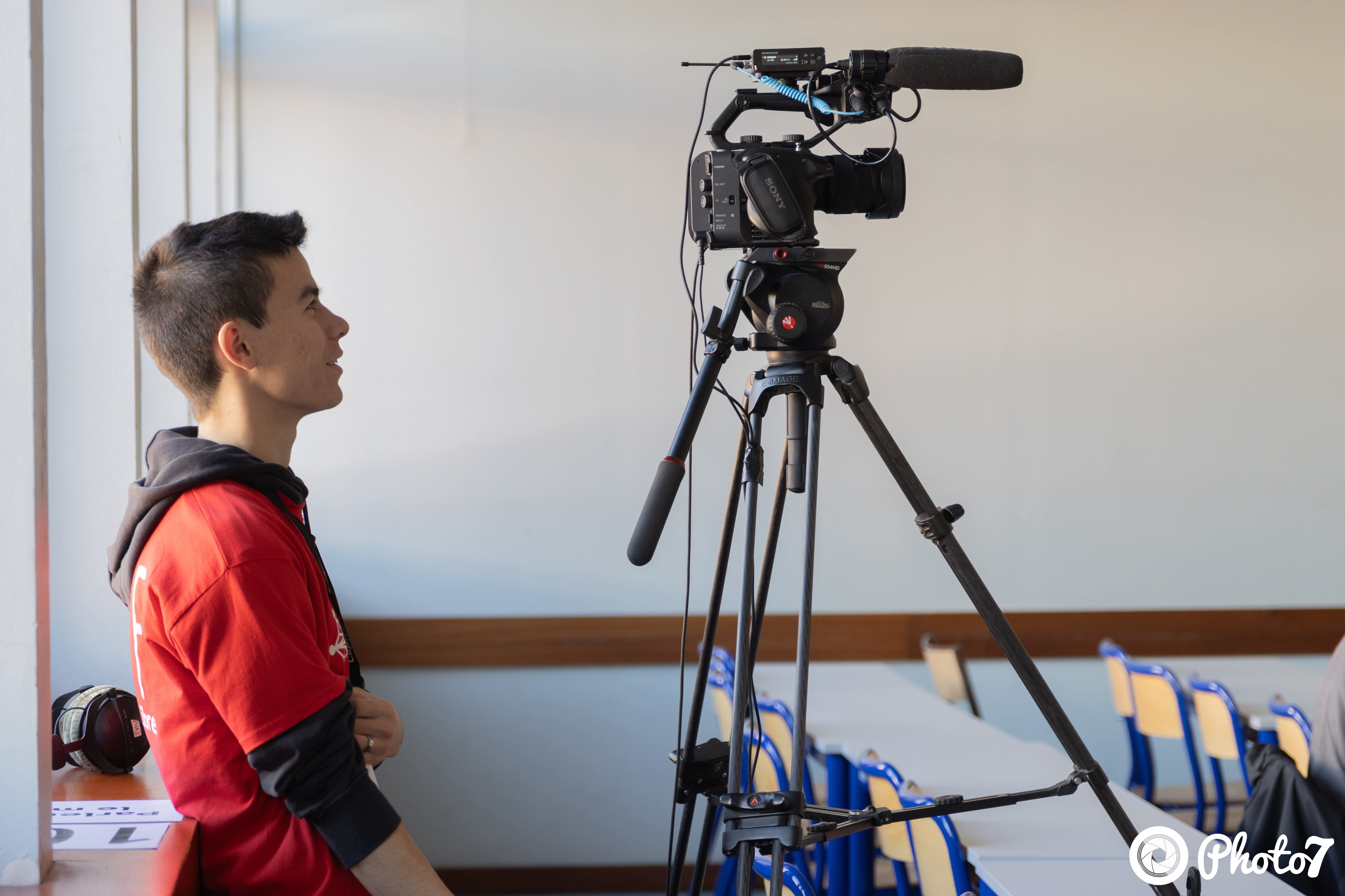 Me filming a conference on a Sony FX6 camera.